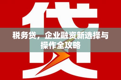 鼓山税务贷，企业融资新选择与操作全攻略