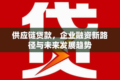 鼓山供应链贷款，企业融资新路径与未来发展趋势