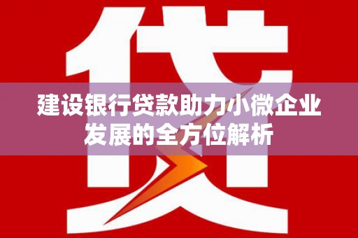 鼓山建设银行贷款助力小微企业发展的全方位解析